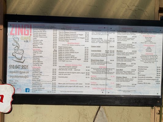 Menu photo 1 Zing! Cafe Berkeley, CA