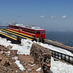 Pikes Peak - America's Mountain - Our train sitting at the top of the mountain