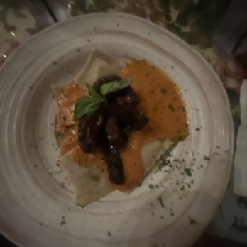 Pirilo - Mushroom ravioli with pink sauce and steak. - Italian Near Me - San Juan, Puerto Rico