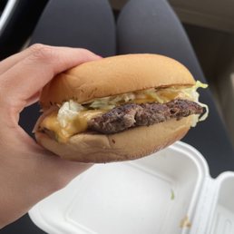 Single burger ($8) (minus tomatoes and pickles) Single burger ($8) (minus tomatoes and pickles)