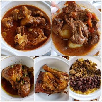 Punta Cana Dominican Grill - Oxtail stew [only on Fridays], beef stew, baked chicken, grilled chicken and yellow rice with black beans - Dominican Near Me - Westbury, New York