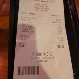 May 7 receipt