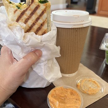 Coffee & More - This is a medium drink and the brekkie burrito. Giant burrito!! - Coffee & Tea Near Me - Sunnyvale, California