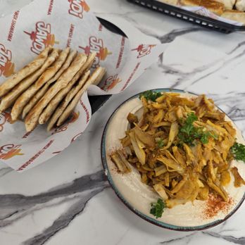 Jawdi Grill - Chicken shawarma over hummus - Middle Eastern Near Me - Carmel, Indiana