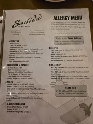 Menu photo 1 Sadie's Albuquerque, NM