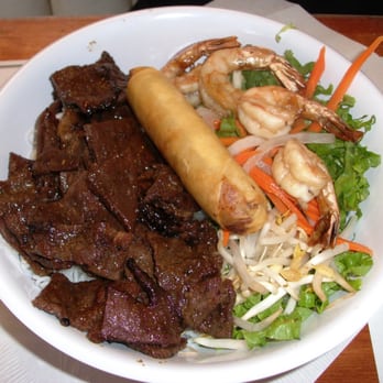 Vietnam Kitchen - Marinated Beef, Charbroiled Shrimp, and Egg Roll over Vermicelli - Vietnamese Near Me - Arcadia, California Vietnam Kitchen - Marinated Beef, Charbroiled Shrimp, and Egg Roll over Vermicelli - Vietnamese Near Me - Arcadia, California