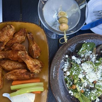 Farmers and Chefs - Dry Rub Farmers Wings, Mixed Green Salad & Dirty Martini - Food Delivery Services Near Me - Poughkeepsie, New York