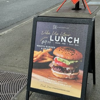 STK Steakhouse Bellevue - sandwich board that attracted me / brought this restaurant to my attention.. - Steakhouses Near Me - Bellevue, Washington STK Steakhouse Bellevue - sandwich board that attracted me / brought this restaurant to my attention.. - Steakhouses Near Me - Bellevue, Washington