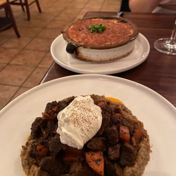 Kitchen Istanbul - Braised beef (front) and moussaka (back) - Greek Near Me - San Francisco, California Kitchen Istanbul - Braised beef (front) and moussaka (back) - Greek Near Me - San Francisco, California