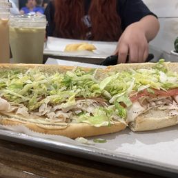 Killer Sandwich ( Turkey Bacon Lettuce ) Iced Vanilla Latte  Matcha drink  Breakfast Sandwich ( Egg and Cheese )