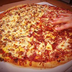 The Pizza Company - Their "biggest pizza" that we got for two people. Maybe that will sum up our obsession with this place.