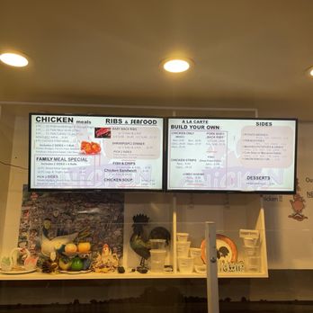 Chicken Box - menus on the wall of the restaurant - Seafood Near Me - La Habra, California