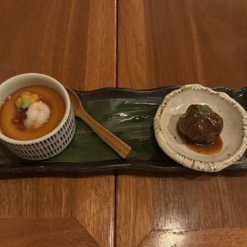 Omakase Kyara Sake Bar - Shrimp Chawanmushi and meatball - Japanese Near Me - Las Vegas, Nevada Omakase Kyara Sake Bar - Shrimp Chawanmushi and meatball - Japanese Near Me - Las Vegas, Nevada