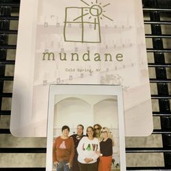 mundane - Mundane information card and Polaroid photo of my friends and me.