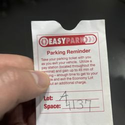RIC Airport Parking - Ticket stub