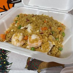 Classic Wok No 2 - Combo rice with pork chicken and shrimp. Half for for a little for $11. If it was tasty I can do see myself paying $11