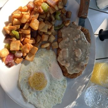 Mornings on First - CFS - Chicken Fried Steak with Easy-over eggs and country potatoes. - Breakfast & Brunch Near Me - Livermore, California Mornings on First - CFS - Chicken Fried Steak with Easy-over eggs and country potatoes. - Breakfast & Brunch Near Me - Livermore, California