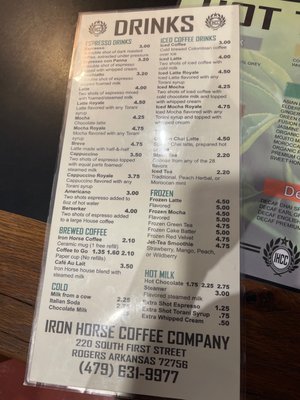 Menu photo 1 Iron Horse Coffee Rogers, AR Menu photo 1 Iron Horse Coffee Rogers, AR