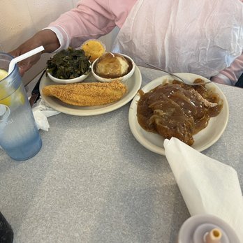 His Place Eatery - Catfish (1), Collard Greens, Mashed Potatoes with smothered Smothered Chicken or Pork Chops - Southern Near Me - Indianapolis, Indiana