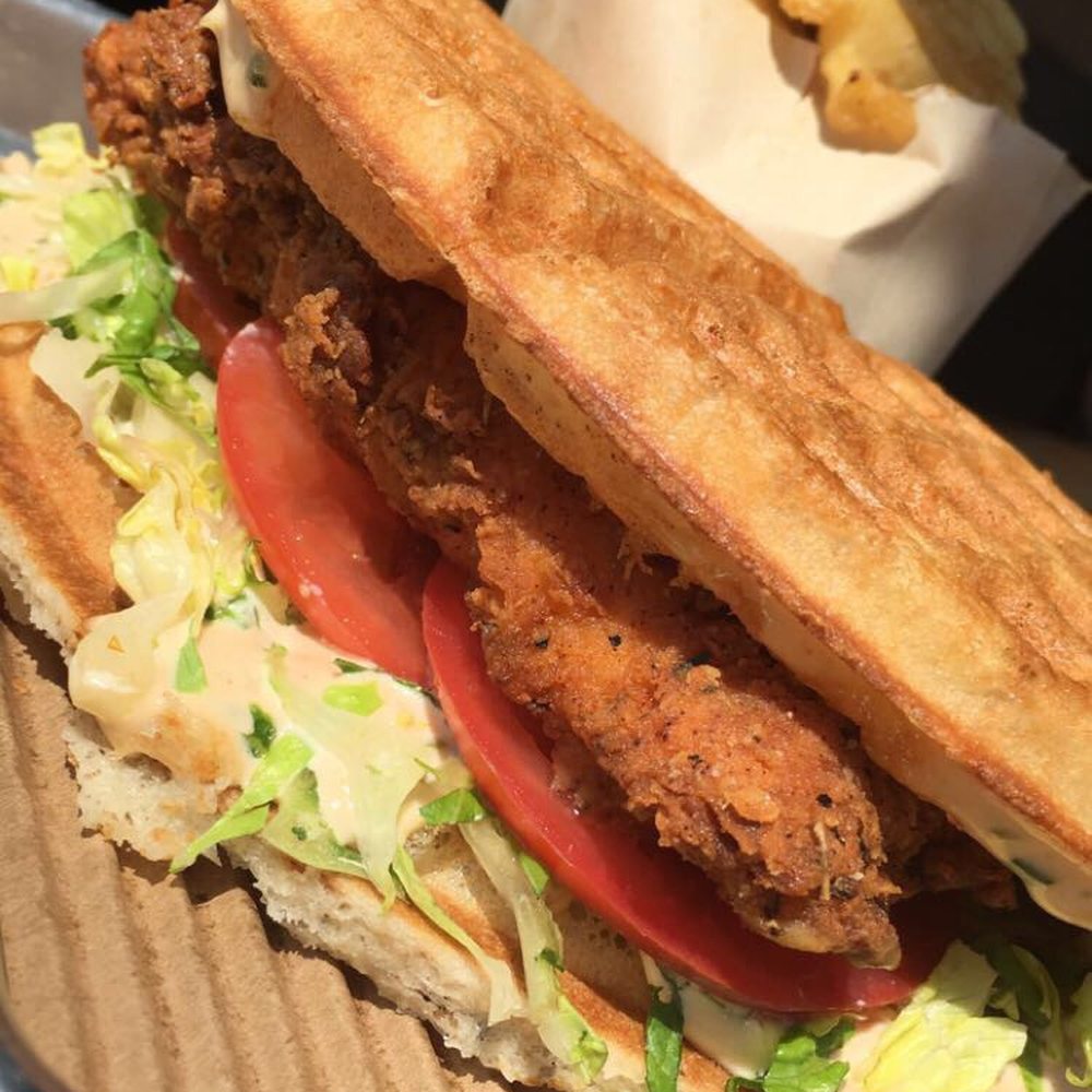 Bruxie - Crispy chicken waffle sandwich - Sandwiches Near Me - Orange, California Bruxie - Crispy chicken waffle sandwich - Sandwiches Near Me - Orange, California