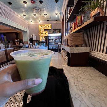 Fairgrounds Coffee and Tea - Iced strawberry matcha w soy milk - small - Coffee & Tea Near Me - Chicago, Illinois
