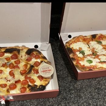 Ovale - Hot Honey Pizza (left) Premium Pizza (right) - Pizza Near Me - Hoboken, New Jersey Ovale - Hot Honey Pizza (left) Premium Pizza (right) - Pizza Near Me - Hoboken, New Jersey