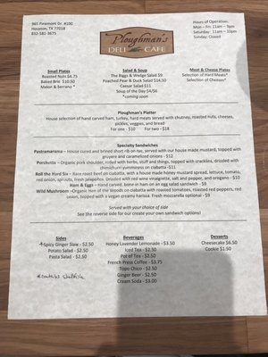 Menu photo 8 Ploughman's Deli & Cafe Houston, TX