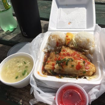 Ohana Drive Inn - The grilled flounder-$8.80. Comes with soup and side of either jello or Mac salad. I put the sriracha sauce on it. - Hawaiian Near Me - Ewa Beach, Hawaii Ohana Drive Inn - The grilled flounder-$8.80. Comes with soup and side of either jello or Mac salad. I put the sriracha sauce on it. - Hawaiian Near Me - Ewa Beach, Hawaii