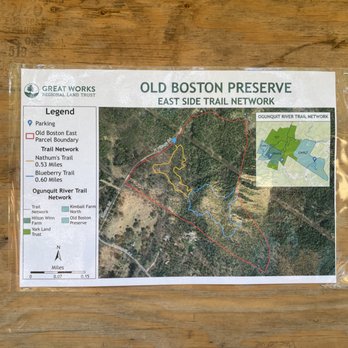 Old Boston Preserve - GWLT Old Boston Preserve trailhead map - Hiking Near Me - Ogunquit, Maine