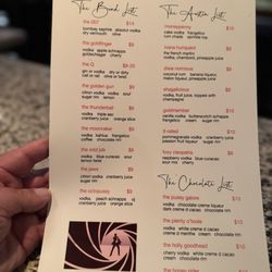 Bossanova Restaurant and Lounge - Martini Menu
