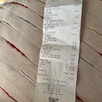 Lupe Tortilla Mexican Restaurant - Receipt for 6 of us. - Tex-Mex Near Me - Round Rock, Texas