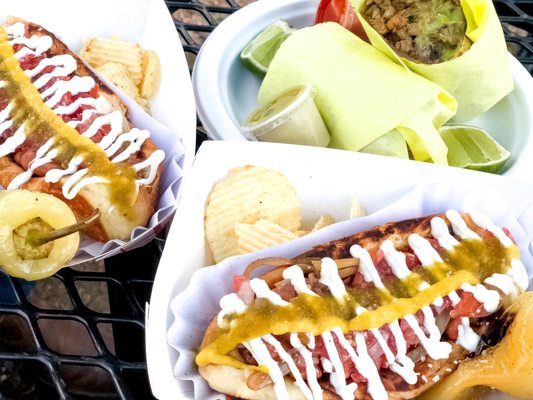 Photo of T-Loc's Sonora Hot Dogs - Austin, TX, US. Sonoran Hotdog with Carne Asada Burrito