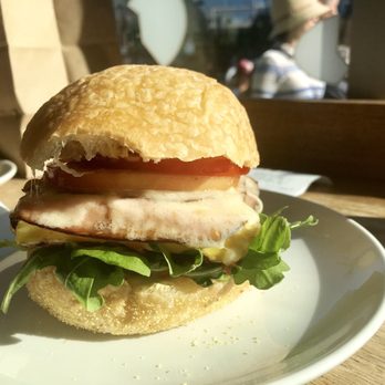 Flour Bakery + Cafe - Breakfast egg sandwich with ham - Coffee & Tea Near Me - Cambridge, Massachusetts