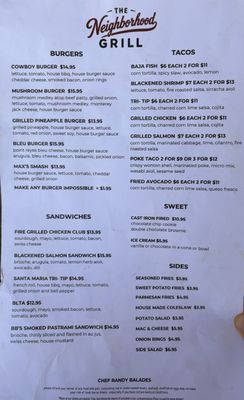 Menu photo 4 The Neighborhood Grill Santa Barbara, CA Menu photo 4 The Neighborhood Grill Santa Barbara, CA
