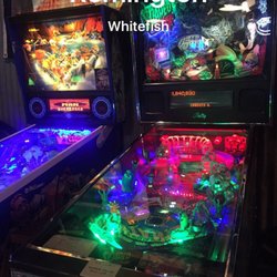 Remington Bar and Casino - Whitewater is well maintained and has been painted to look like snow. The left flipper on Elvira sticks a bit but a classic Bally machine.
