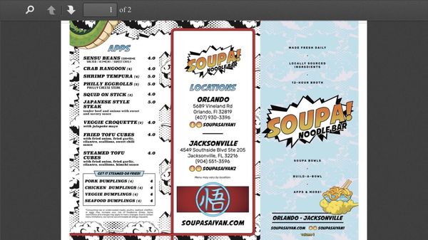 Menu photo 5 Soupa Saiyan Orlando, FL
