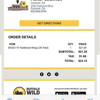 Buffalo Wild Wings - The order was supposed to be ready by 5:40 PM but the order was not even made! - American Near Me - Concord, California Buffalo Wild Wings - The order was supposed to be ready by 5:40 PM but the order was not even made! - American Near Me - Concord, California