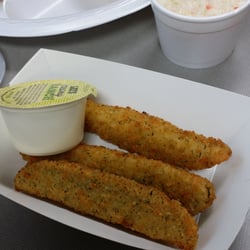 Lee's Famous Recipe Chicken - FRIED PICKLES!!! YUM