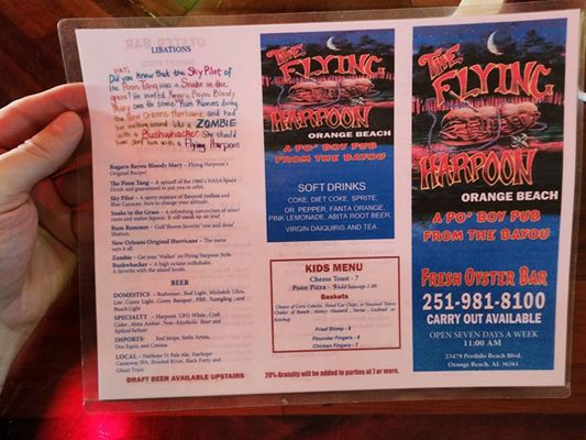 Menu photo 6 The Flying Harpoon 2 Orange Beach, AL