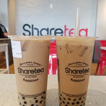 Sharetea - Left: okinawa milk tea; right: coffee milk tea - Coffee & Tea Near Me - Fountain Valley, California Sharetea - Left: okinawa milk tea; right: coffee milk tea - Coffee & Tea Near Me - Fountain Valley, California
