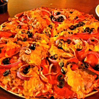 Nicos Pizza - The Sharp Dressed Man Pizza with Black Olives - Burgers Near Me - West Allis, Wisconsin