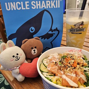 Uncle Sharkii Poke Bar - Thanks for the cute bag! We enjoyed our Sharkii Tea Float and Salmon Shrimp on greens Poke Bowl! - Poke Near Me - Honolulu, Hawaii Uncle Sharkii Poke Bar - Thanks for the cute bag! We enjoyed our Sharkii Tea Float and Salmon Shrimp on greens Poke Bowl! - Poke Near Me - Honolulu, Hawaii