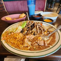 Mi Pueblo - Steak Ranchero and Horchata.