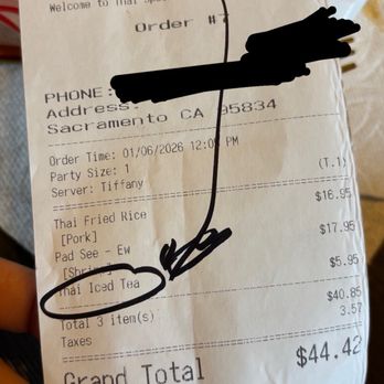 Thai Spoon Natomas - Receipt - Thai Near Me - Sacramento, California Thai Spoon Natomas - Receipt - Thai Near Me - Sacramento, California