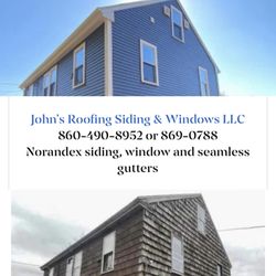 John's Roofing Siding & Windows - Before and after pictures. Vinyl siding, windows and gutter installation.