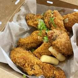 Chicken And Burger - Naked wings with soy garlic and bugolgi sauce on the side