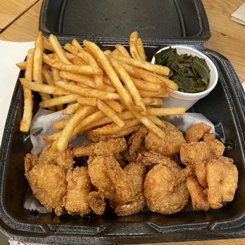 Nola Ice - Shrimp, fries, and collard greens - Shaved Ice Near Me