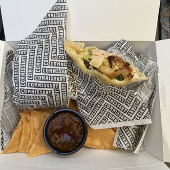 Coffee Commissary - Box with veg burrito and chips and salsa - Coffee & Tea Near Me - Burbank, California Coffee Commissary - Box with veg burrito and chips and salsa - Coffee & Tea Near Me - Burbank, California