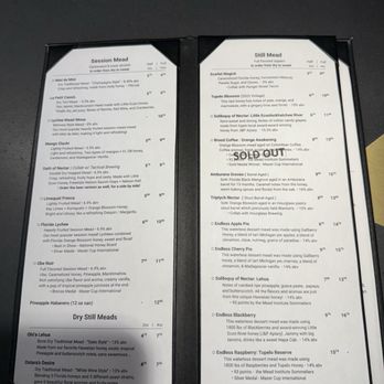 Zymarium Meadery - Menu as of Feb. 2025 - Meaderies Near Me - Orlando, Florida Zymarium Meadery - Menu as of Feb. 2025 - Meaderies Near Me - Orlando, Florida