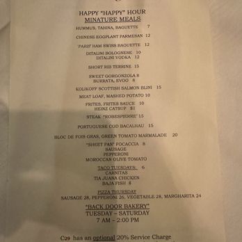 C29 - Happy Hour menu - Italian Near Me - St. Helena, California